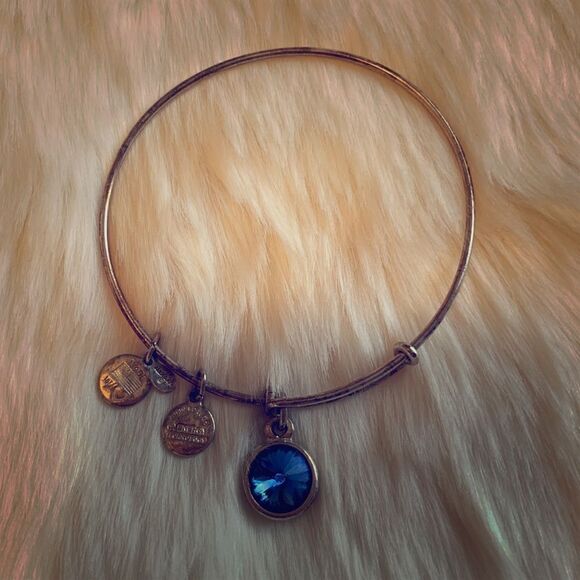 Sapphire Birthstone Charm Bangle  - Picture 3 of 3